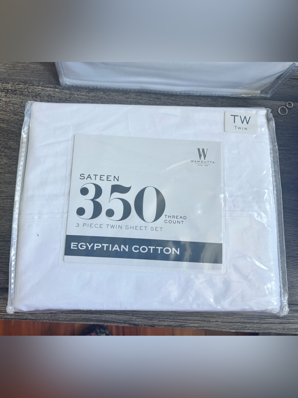Wamsutta 350 Thread Count Egyptian Cotton Sateen Twin Flat Sheet Set, White